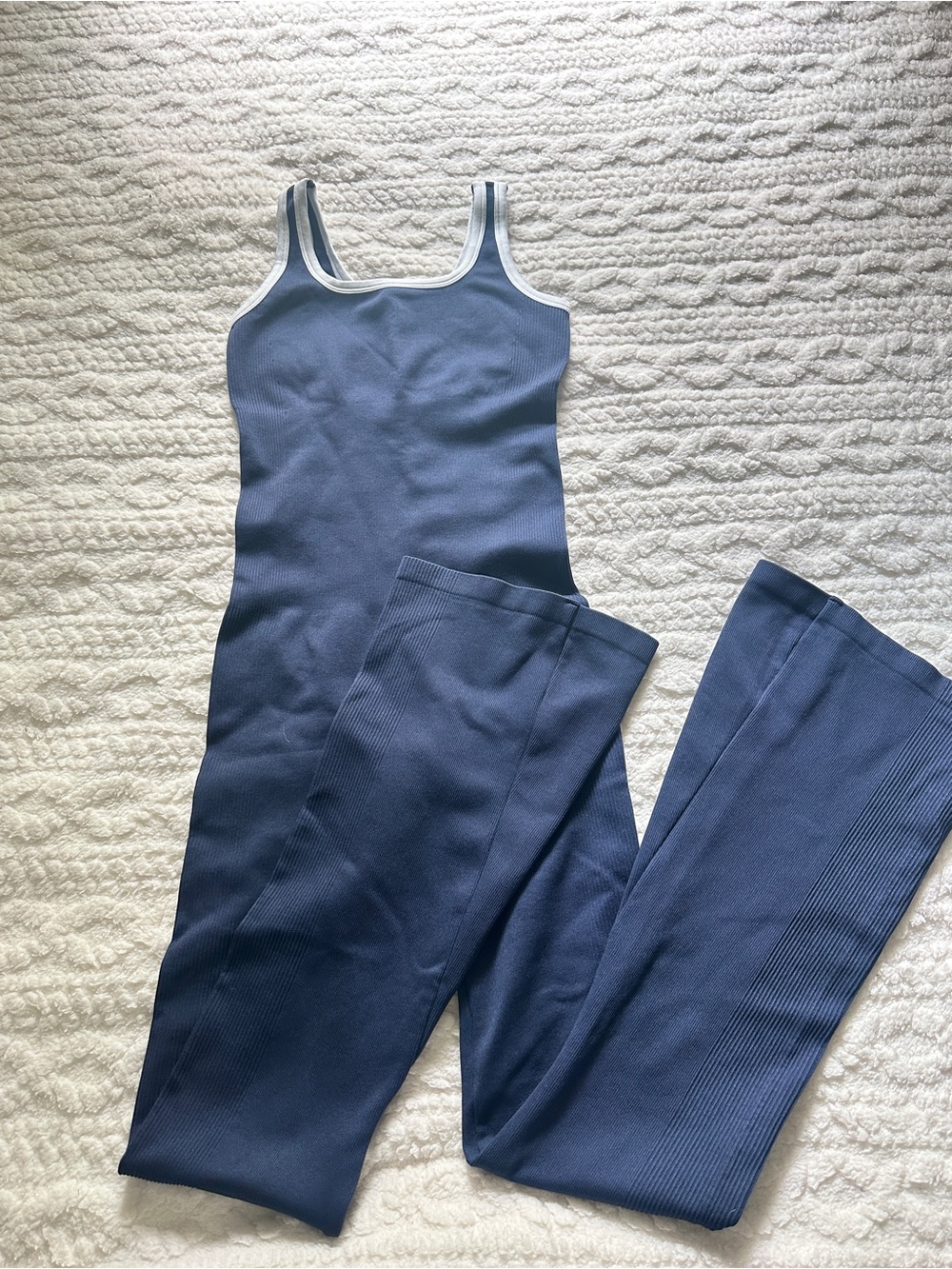 Women's Navy Blue Ribbed Tank Jumpsuit